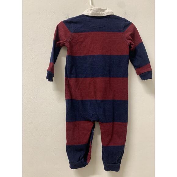 Ralph Lauren Baby Romper Rugby Stripes One Piece Pony Logo Size 9 - Picture 7 of 7